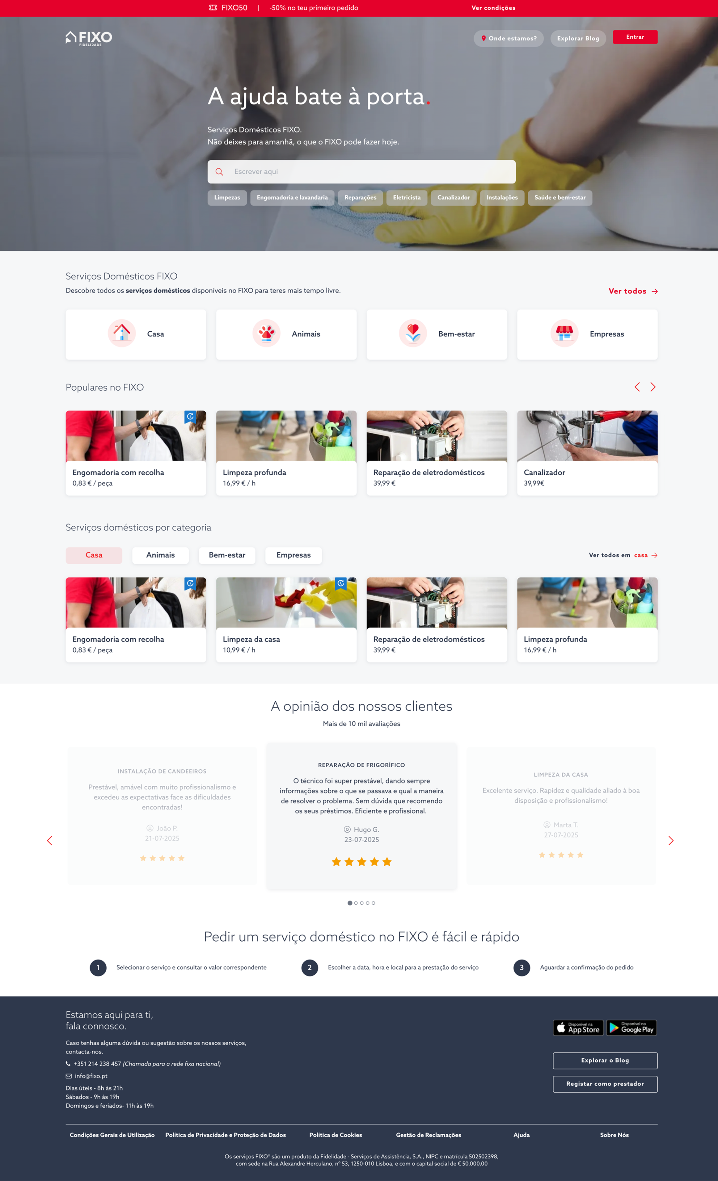 FIXO homepage before the redesign